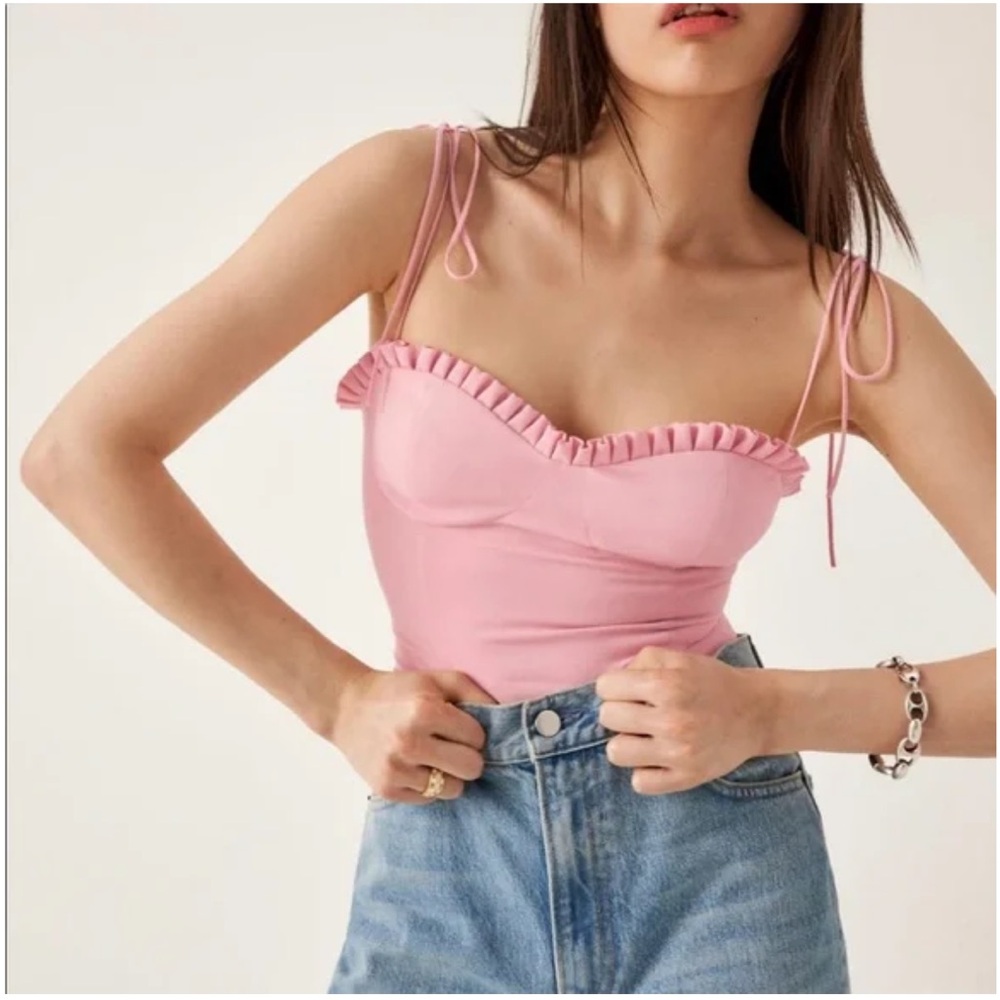 Reformation Novena Top in Carnation Pink